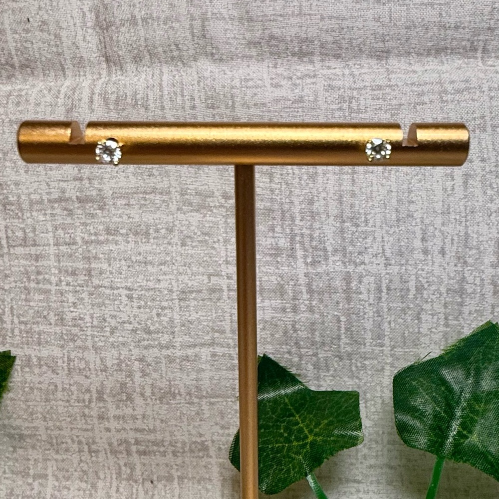 New Gold-Plated Sterling Silver & 0.1ct Moissanite Solitaire Stud Earrings